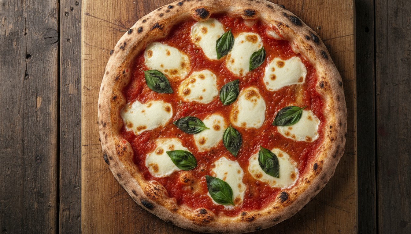 Classic Margherita pizza with fresh basil
